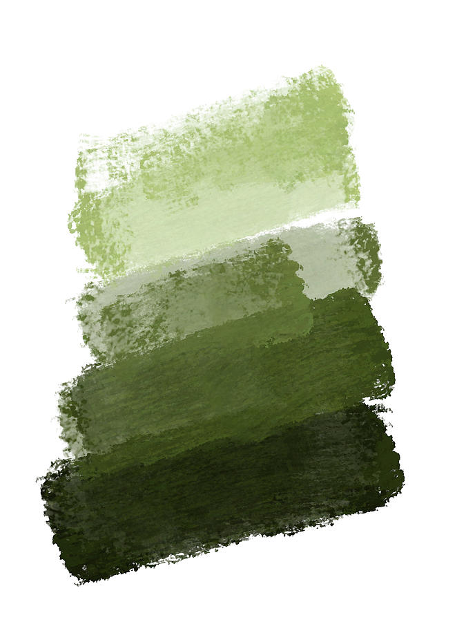 Abstract Digital Art - Abstract Brush Strokes in Shades of Green by Studio Grafiikka