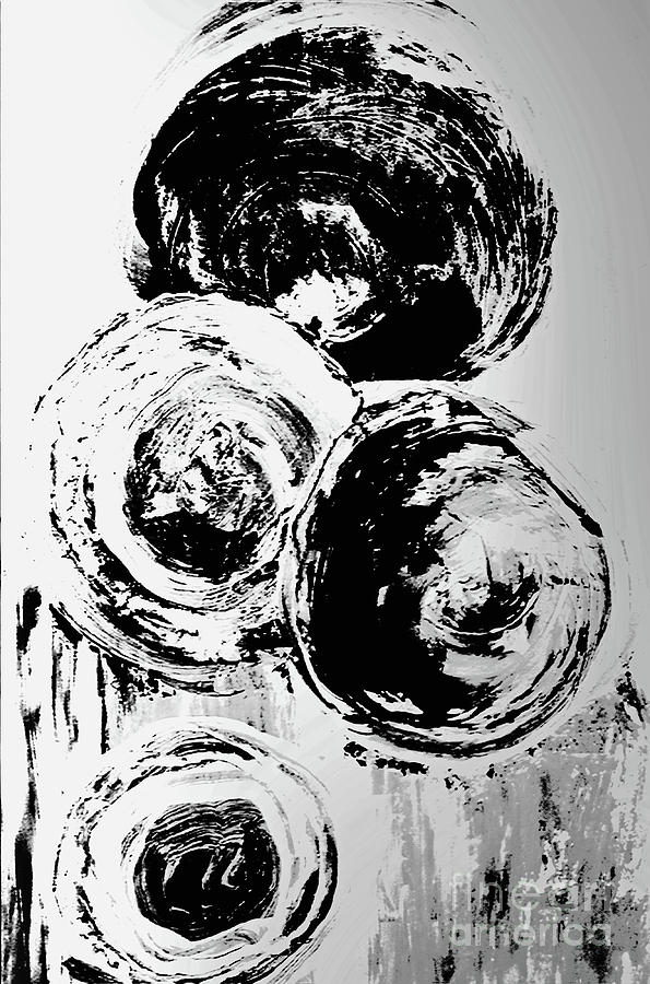 Abstract Bubbles Black and White Mixed Media by Sharon Williams Eng