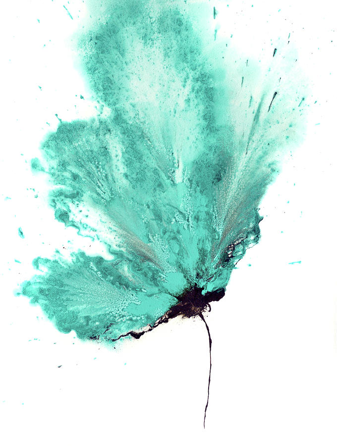 Abstract Butterfly Bloom Teal Brown Painting by Catherine Jeltes