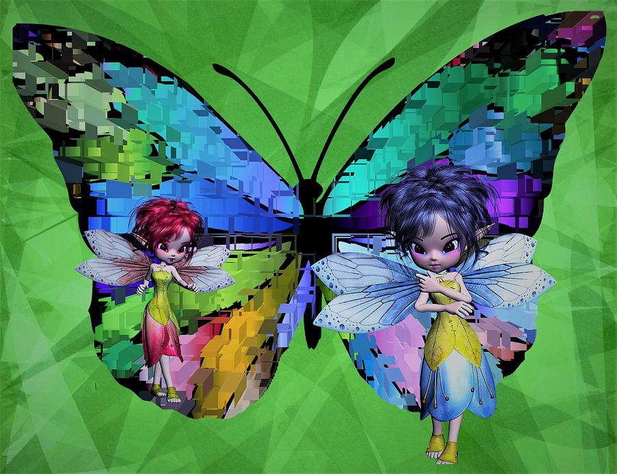 Butterfly Digital Art - Abstract Butterfly Fairies by Julie Grace