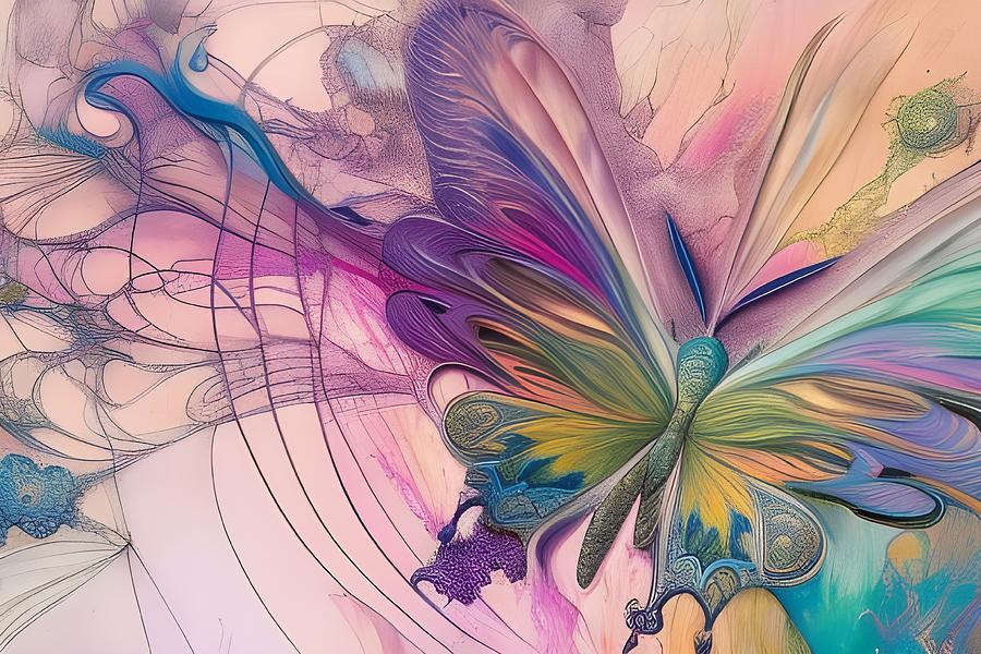 Abstract Butterfly in Pastels Digital Art by Beverly Read