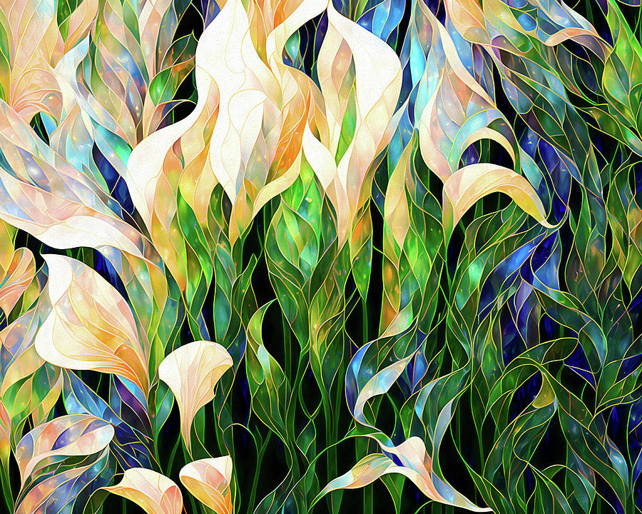 Abstract Calla Lilies - Stained Glass Digital Art by Peggy Collins