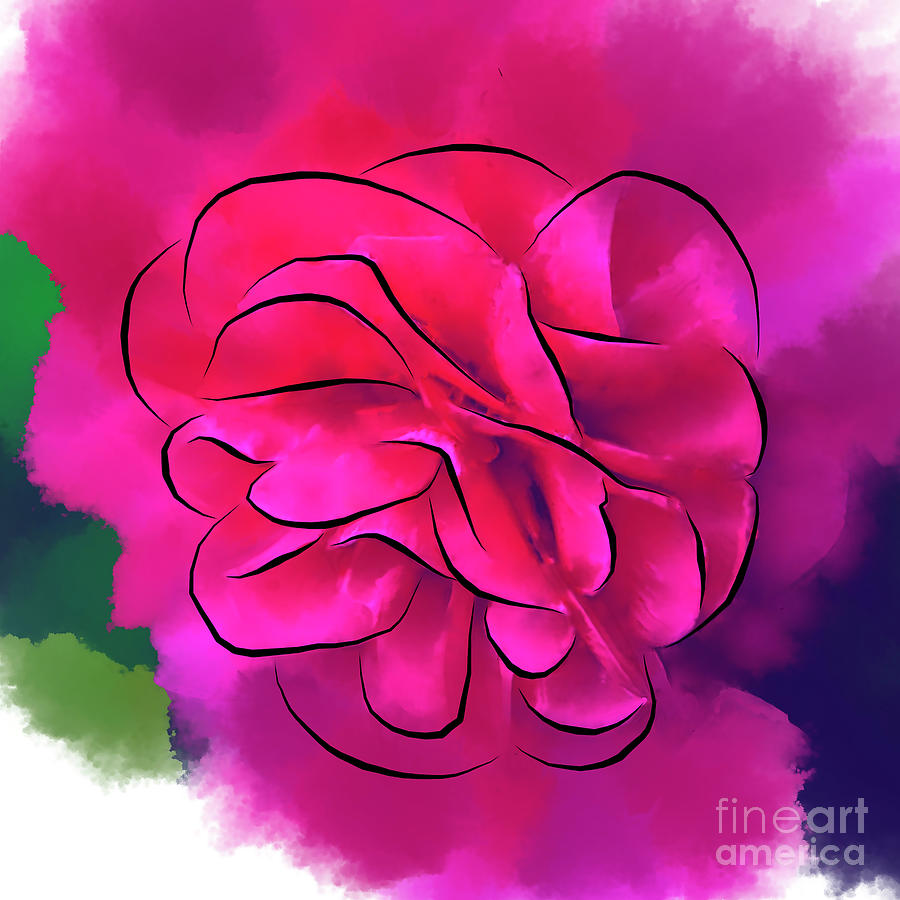 Abstract Camellia In Red Digital Art by Kirt Tisdale