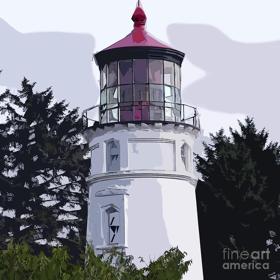 Abstract Cape Meares Lighthouse Digital Art by Kirt Tisdale