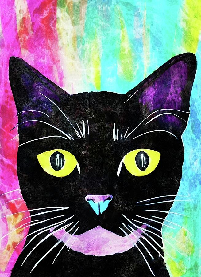 Abstract Cat Digital Art by Ally White