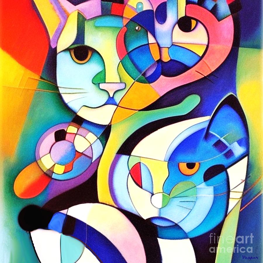 Abstract Cats - The Owl and the Pussycat Digital Art by Nicki Thompson ...