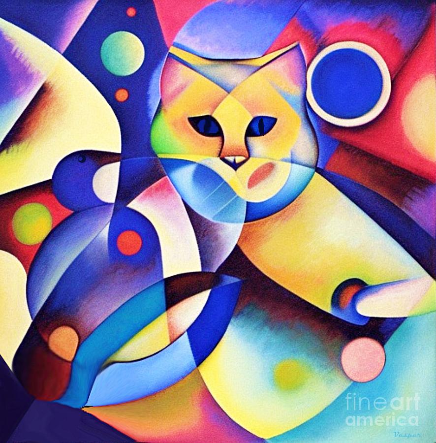 Abstract Cats Watching the Pukekos Digital Art by Nicki Thompson