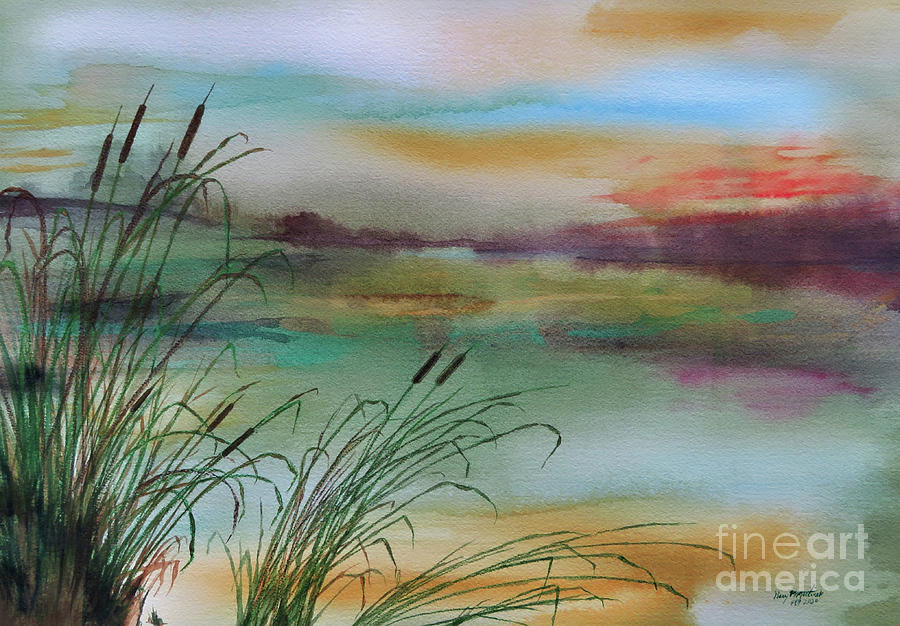 Abstract Painting - Abstract Cattails by Gary Martinek