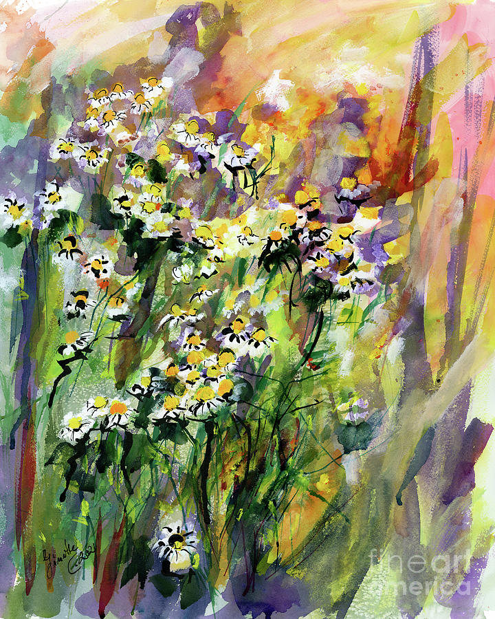 Abstract Chamomile Impression Painting by Ginette Callaway