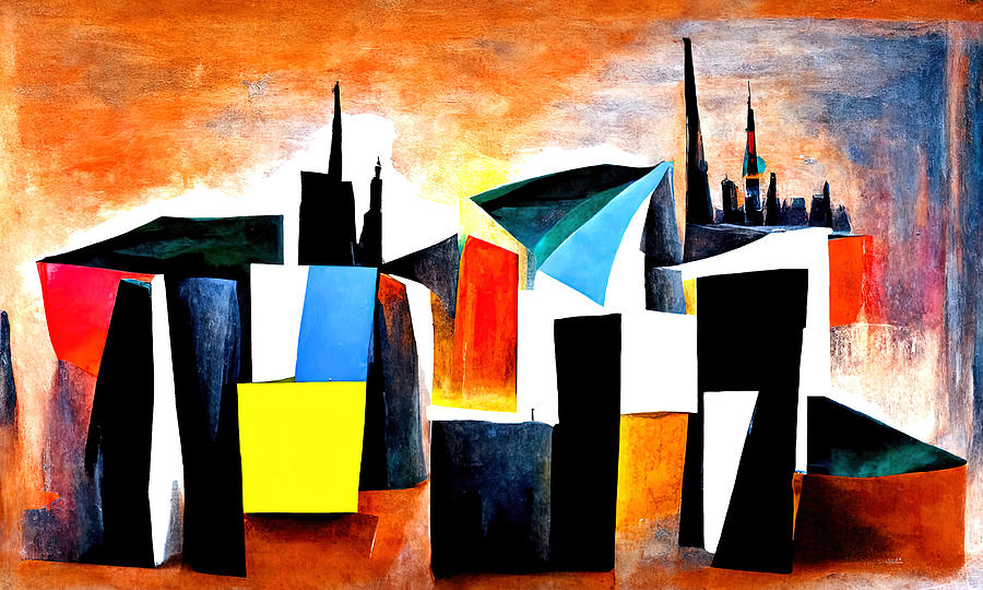 Abstract City, 01 Painting by AM FineArtPrints