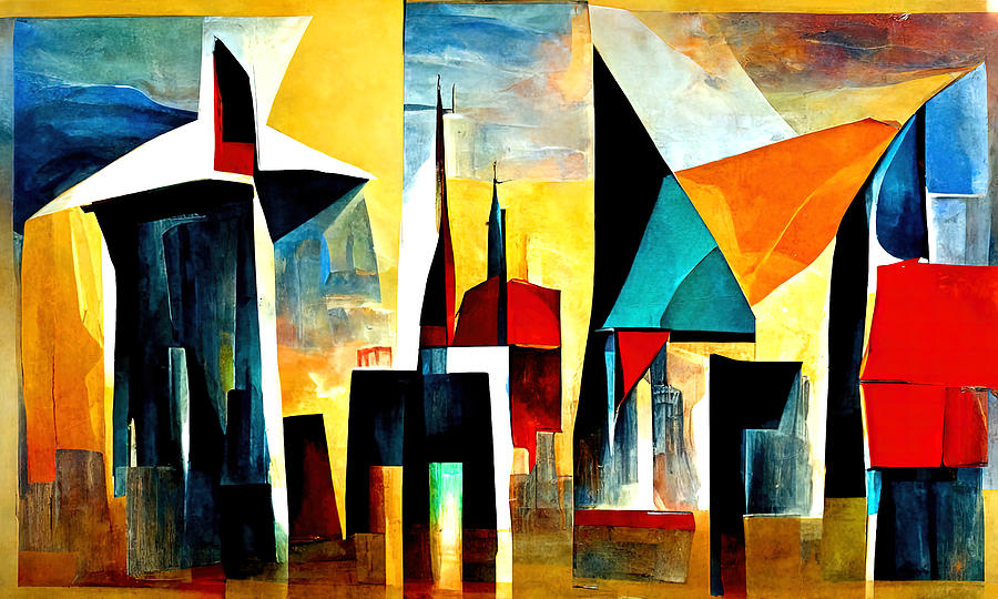 Abstract City, 03 Painting by AM FineArtPrints