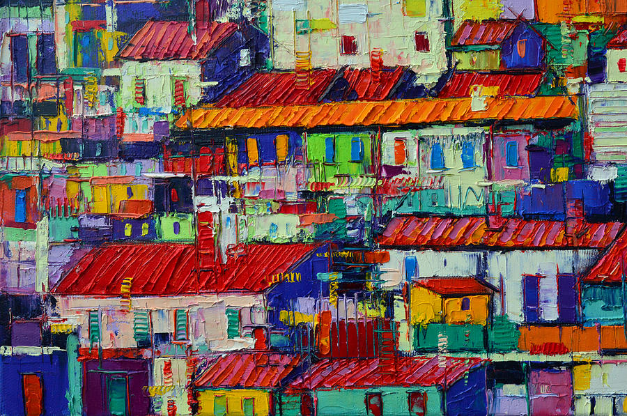 ABSTRACT CITY PATTERNS tep 73 textural impasto palette knife oil painting city by Ana Maria Edulescu Painting by Ana Maria Edulescu