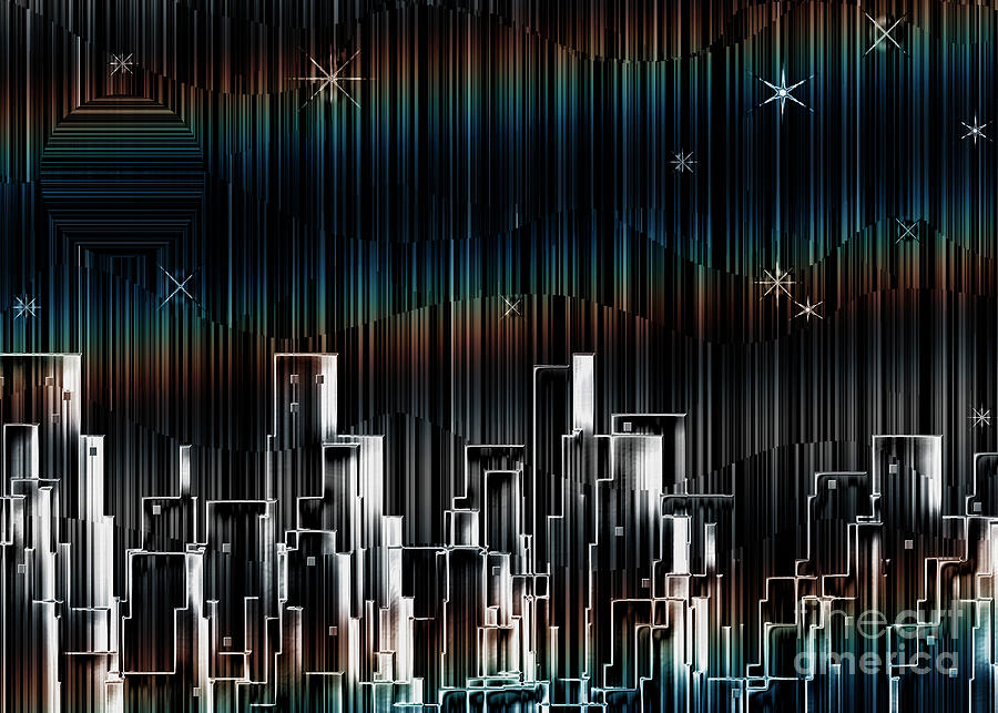 Abstract city silhouettes Digital Art by Bruce Rolff