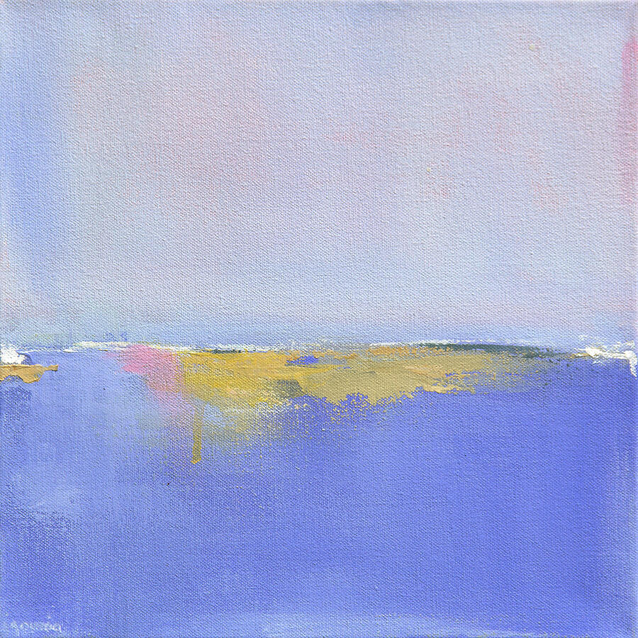 Landscape Painting - Abstract coastal landscape Blue Silences by Jacquie Gouveia