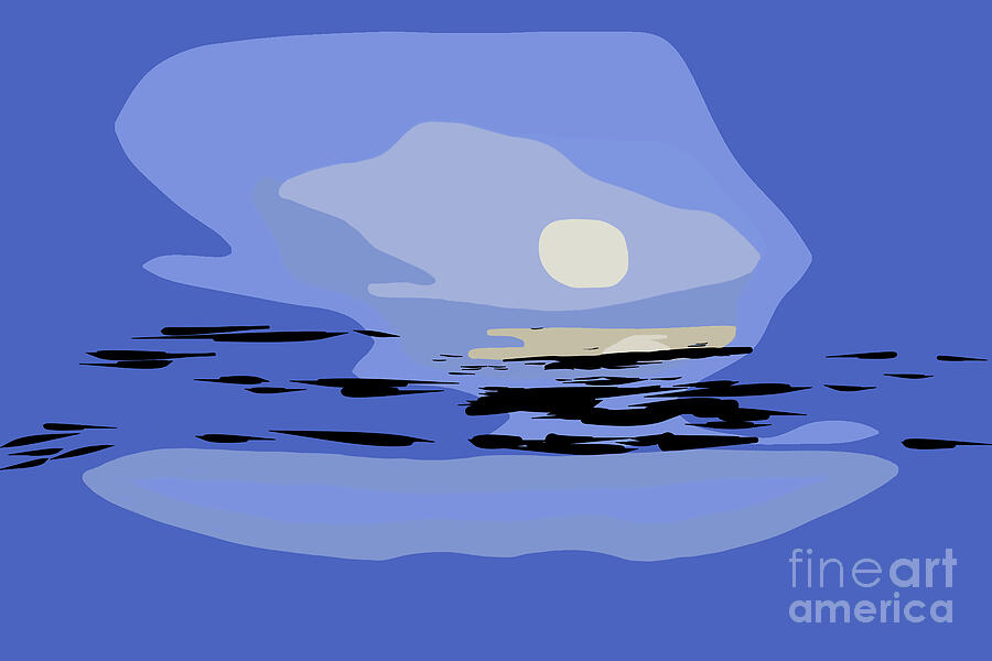 Abstract Coastal Moon Setting Digital Art by Kirt Tisdale