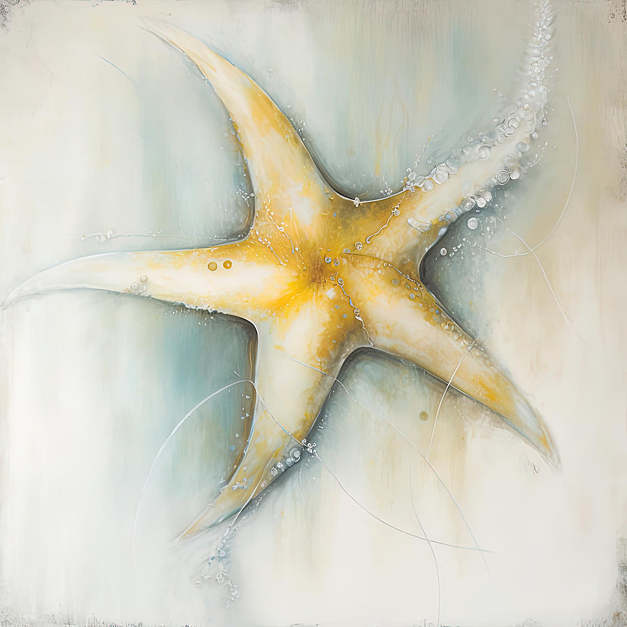 Abstract Coastal Yellow Starfish Painting by Jai Johnson - Fine Art America