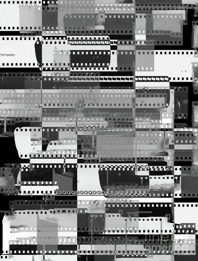 Abstract collage of celluloid film strips by Michal Boubin