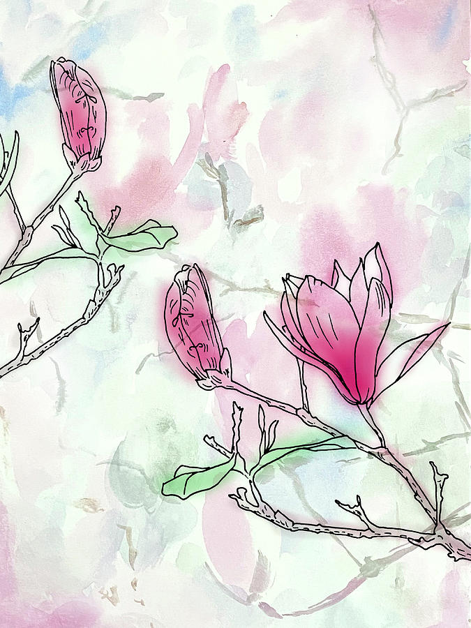 Abstract Colored Magnolia Painting by Masha Batkova