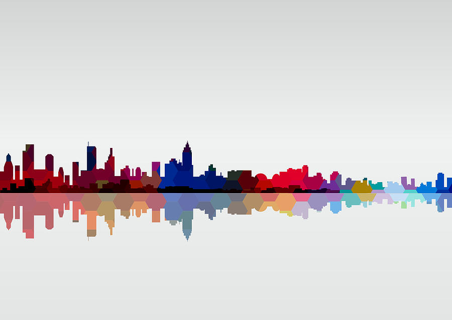 Abstract Colorful City Skyline Pattern Background Drawing by Naqiewei