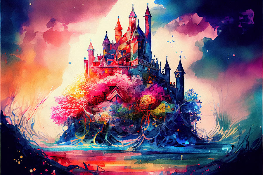 Abstract Colorful Fantasy Castle Digital Art by Adrian Reich