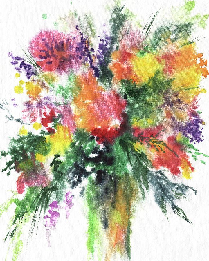 Abstract Colorful Flowers Bright Vivid Floral Splash Watercolor Painting I Painting by Irina Sztukowski