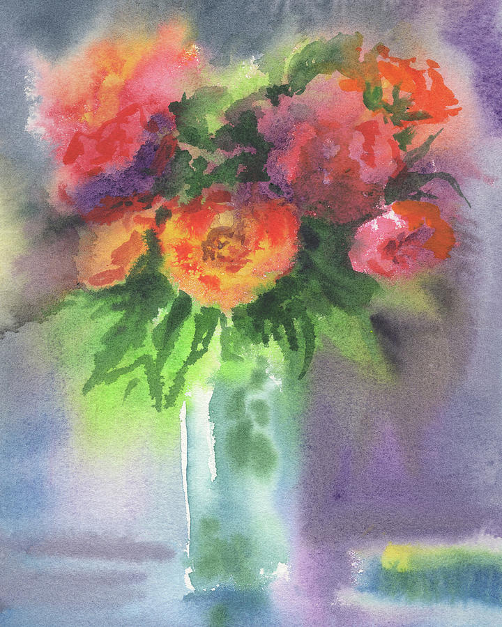 Abstract Colorful Flowers Bright Vivid Floral Splash Watercolor Painting III Painting by Irina Sztukowski