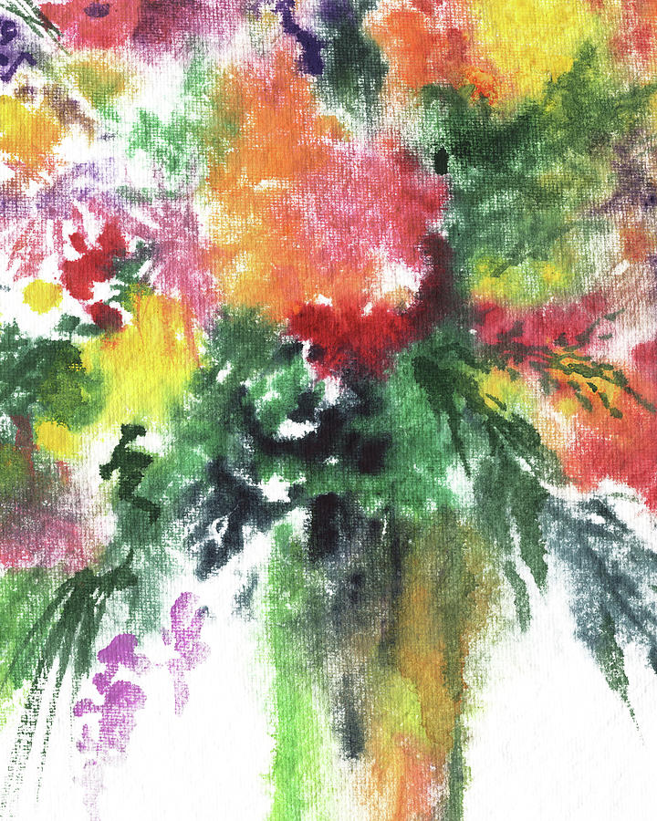 Abstract Colorful Flowers Bright Vivid Floral Watercolor Splash Painting I Painting by Irina Sztukowski