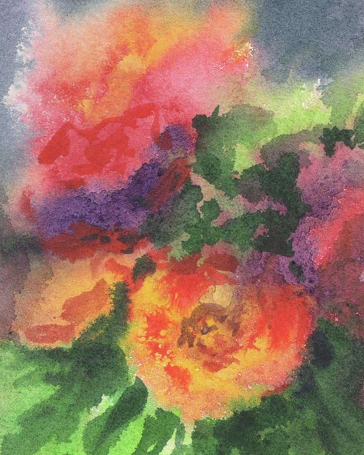 Abstract Colorful Flowers Bright Vivid Floral Watercolor Splash Painting III Painting by Irina Sztukowski