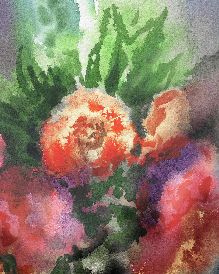 Abstract Colorful Flowers Vivid Bright Floral Watercolor Splash IV Painting by Irina Sztukowski