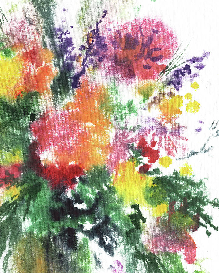 Abstract Colorful Flowers Vivid Bright Floral Watercolor Splash Painting I Painting by Irina Sztukowski