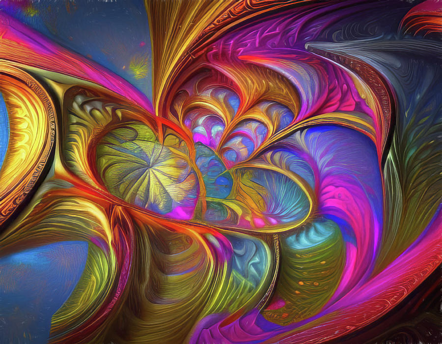 Abstract Colorful Swirls And Ribbons Digital Art