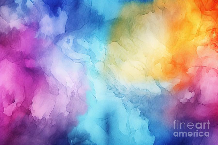 Abstract Painting - Abstract colorful watercolor background for graphic design by N Akkash