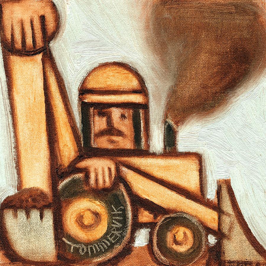 Abstract Bulldozer Art Print Painting by Tommervik