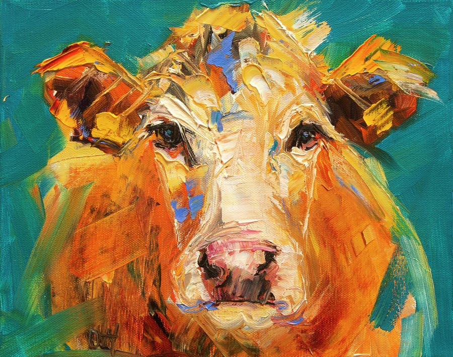 Abstract Cow Moo Painting by Diane Whitehead