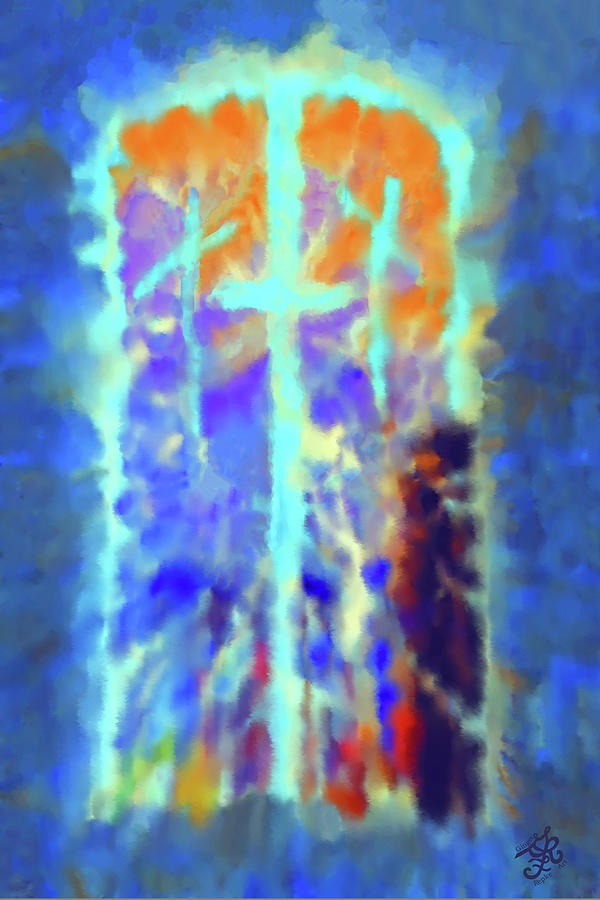 Abstract Crucifixion Window Digital Art by Ginger Repke
