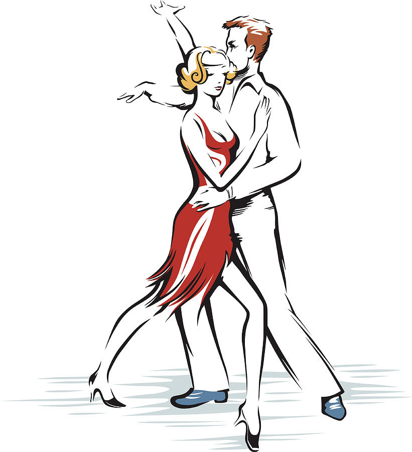 Abstract dancing couple Drawing by Polyudova_Yulia