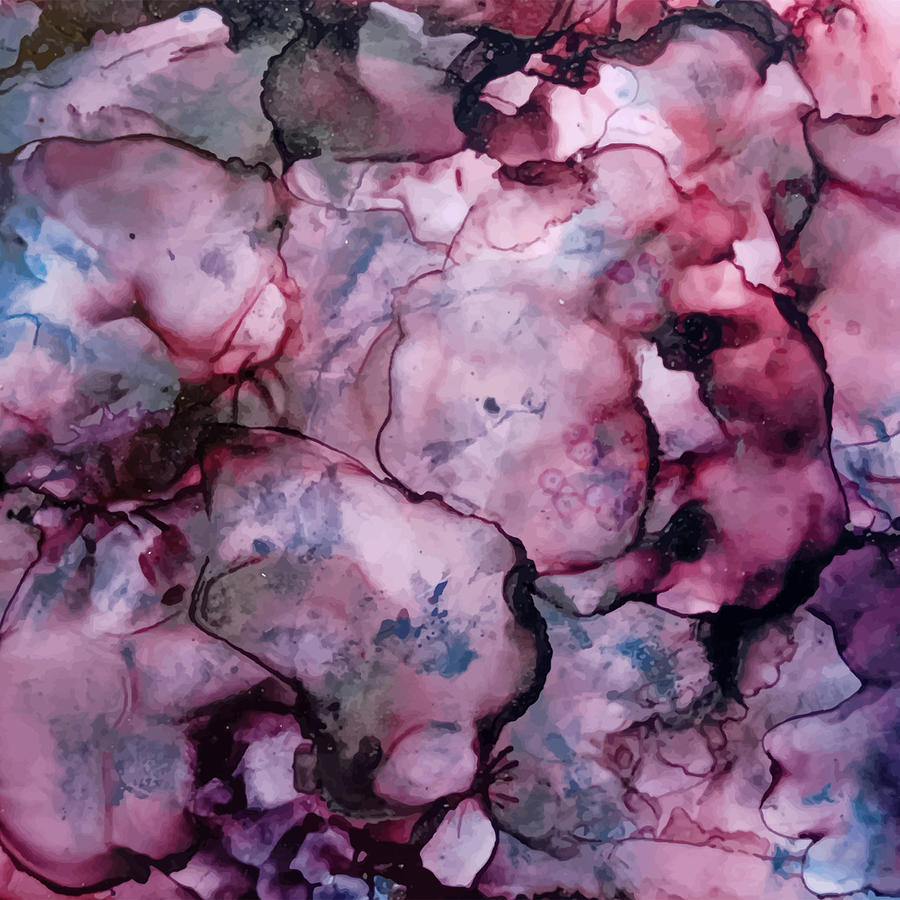 Abstract Dark Blue Pink Ink Liquid Digital Art by Sambel Pedes