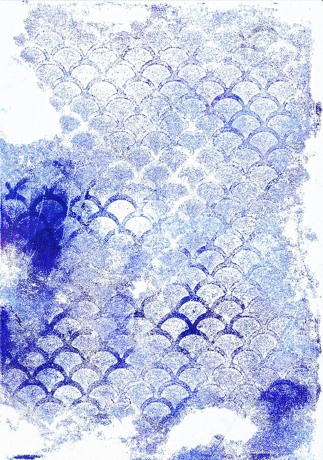 Abstract distressed blue scallop pattern Mixed Media by Maria Dimitrova Abstract distressed blue scallop pattern Mixed Media by Maria Dimitrova
