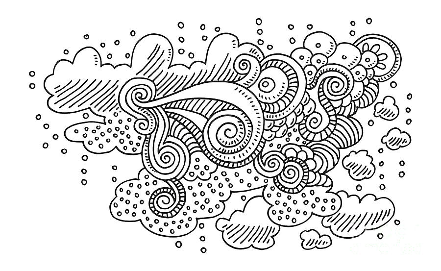 Black And White Drawing - Abstract Doodle Organic Pattern Drawing by Frank Ramspott