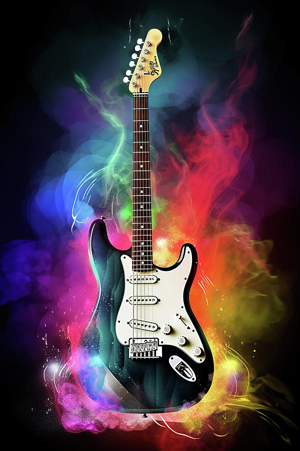 Abstract Electric Guitar Poster Art, Musical Instrument Wall Decor, Wall Print, Printable Art, Digital Download, Music Lover Gift Photograph