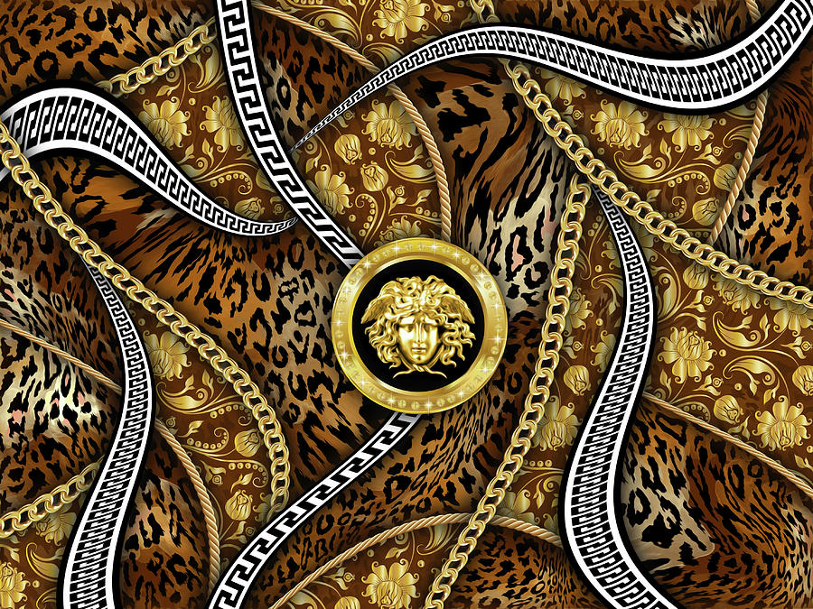 Abstract Exotic Leopard Pattern With Golden Chain Digital Art by ...
