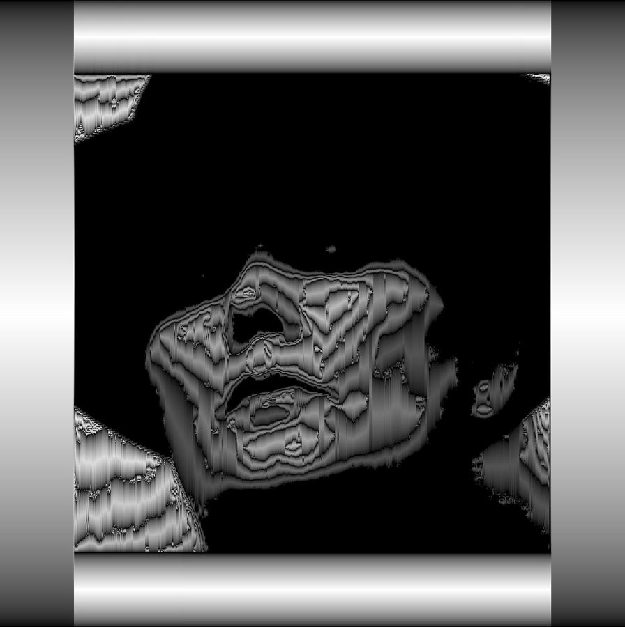 Abstract Face Metallic Silver Digital Art by Marie Russell