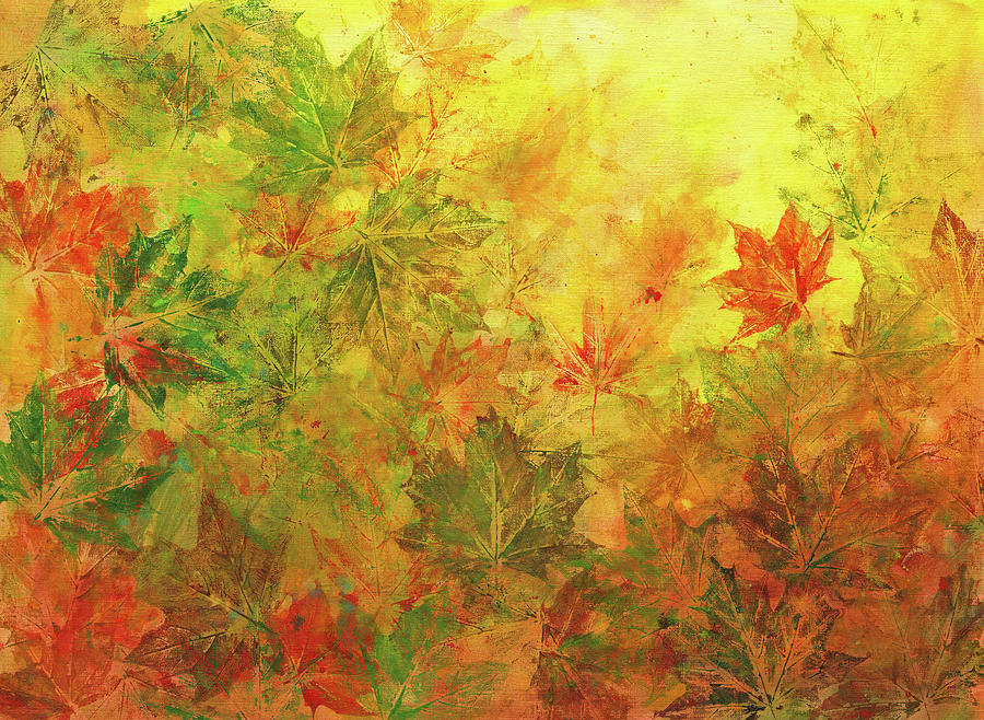 Abstract fall leaves acrylic painting Painting by Karen Kaspar