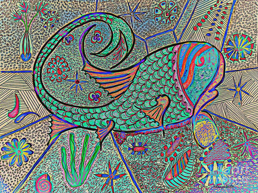 Abstract Fish Drawing by Aurelia Schanzenbacher