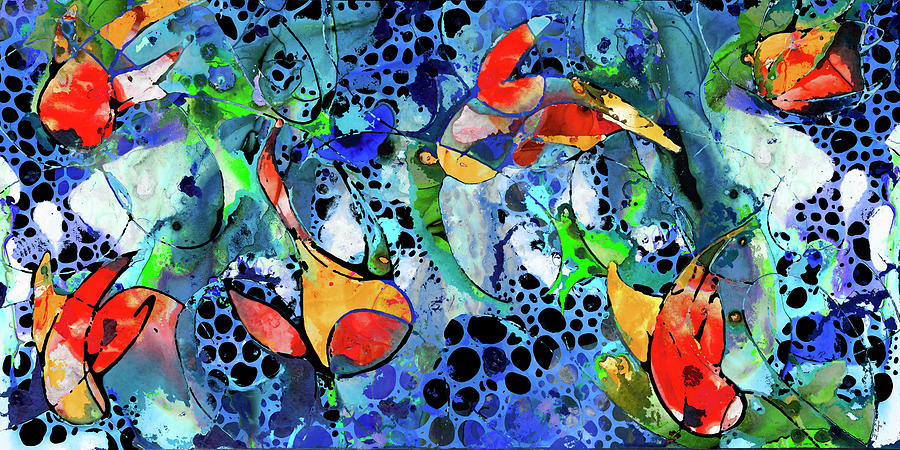 Koi Painting - Abstract Fish Pond - Koi Khorus - Sharon Cummings by Sharon Cummings