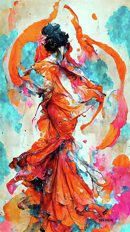 Abstract Flamenco Dancer 5 Painting by Greg Collins