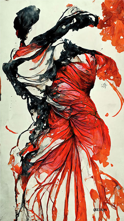 Abstract Flamenco Dancer 7 Painting by Greg Collins