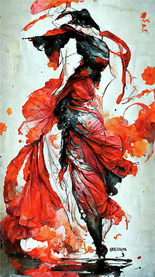 Abstract Flamenco Dancer 8 Painting by Greg Collins