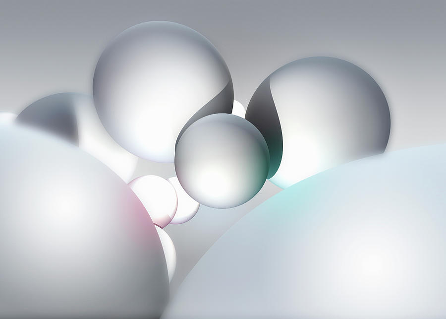 Abstract floating white spheres Digital Art by Aeriform - Fine Art America