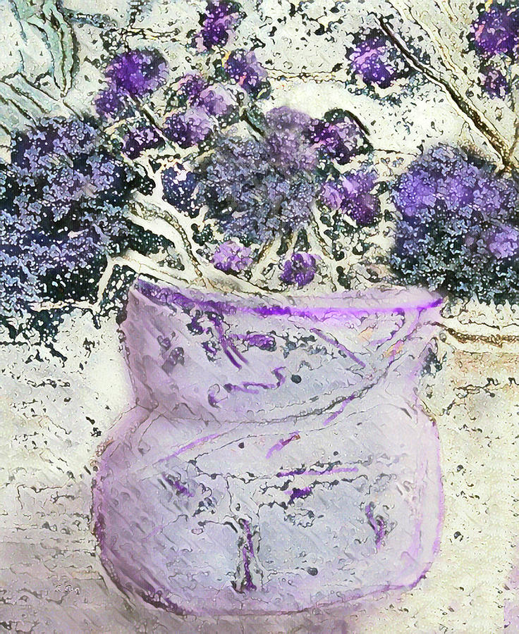 Abstract Floral Arrangement Violet 300 Mixed Media by Sharon Williams Eng